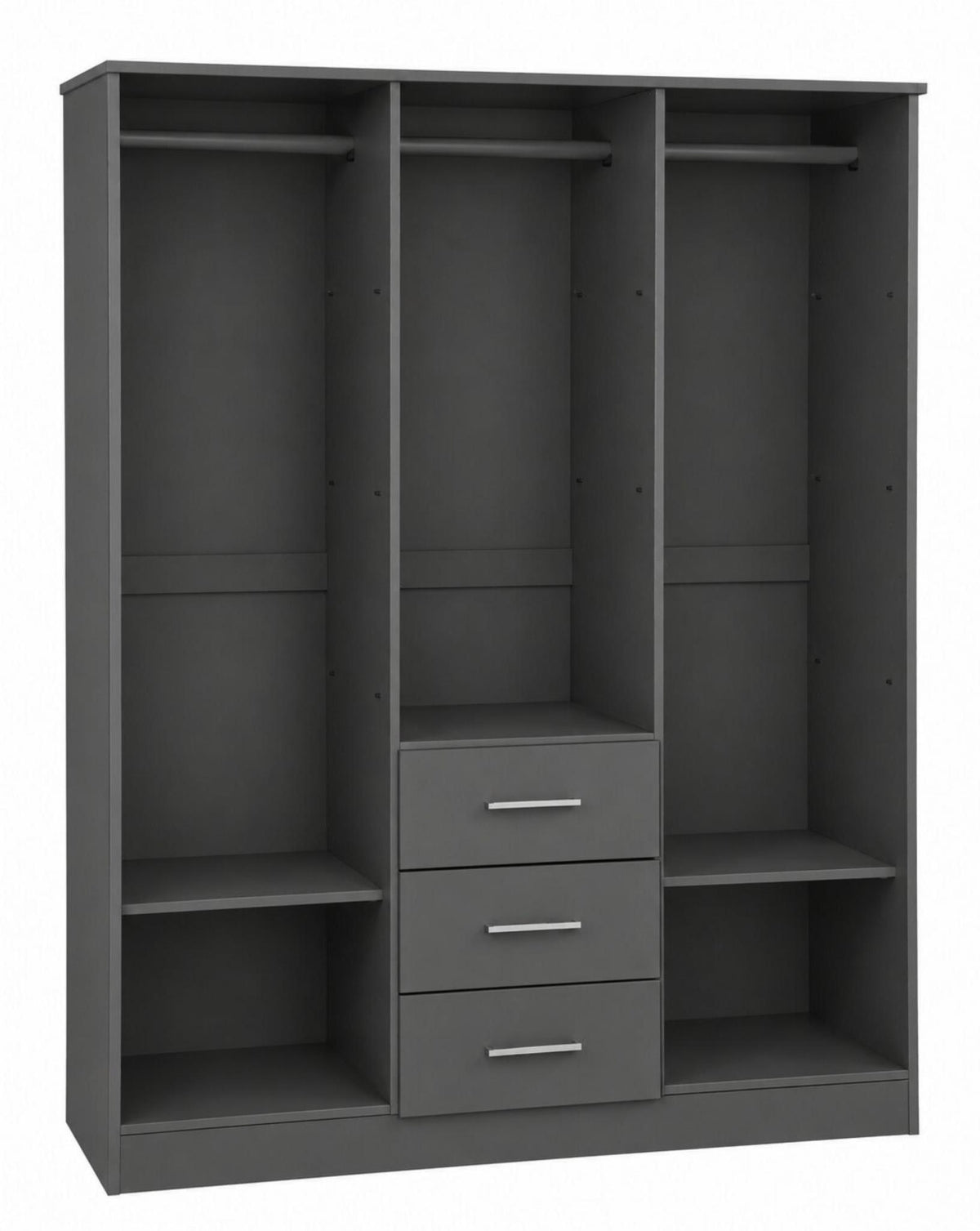 72" Gray Solid Wood Three Door Three Drawer Combo Dresser - HomeRoots - Flyclothing LLC
