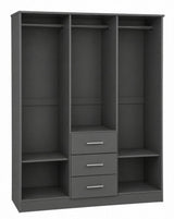 72" Gray Solid Wood Three Door Three Drawer Combo Dresser - HomeRoots - Flyclothing LLC