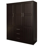 72" Dark Brown Solid Wood Three Door Three Drawer Combo Dresser - HomeRoots - Flyclothing LLC