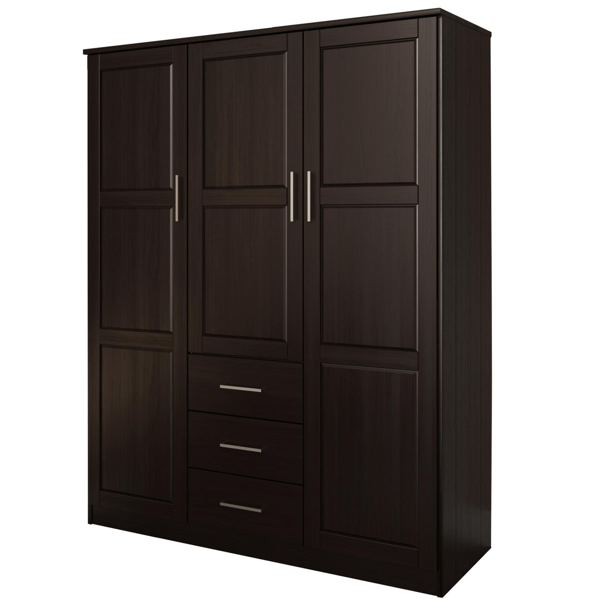 72" Dark Brown Solid Wood Three Door Three Drawer Combo Dresser - HomeRoots - Flyclothing LLC