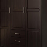 72" Dark Brown Solid Wood Three Door Three Drawer Combo Dresser - HomeRoots - Flyclothing LLC