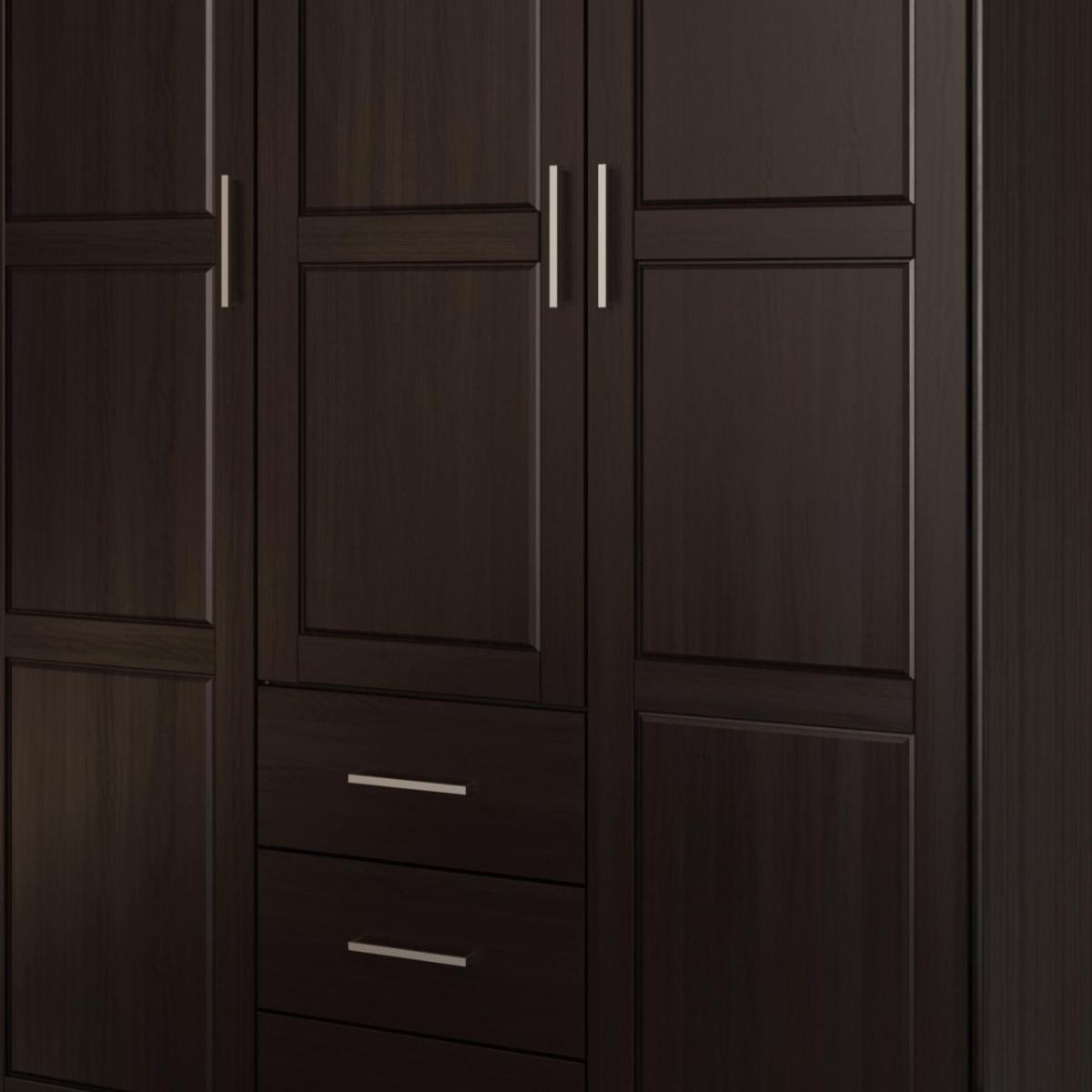 72" Dark Brown Solid Wood Three Door Three Drawer Combo Dresser - HomeRoots - Flyclothing LLC