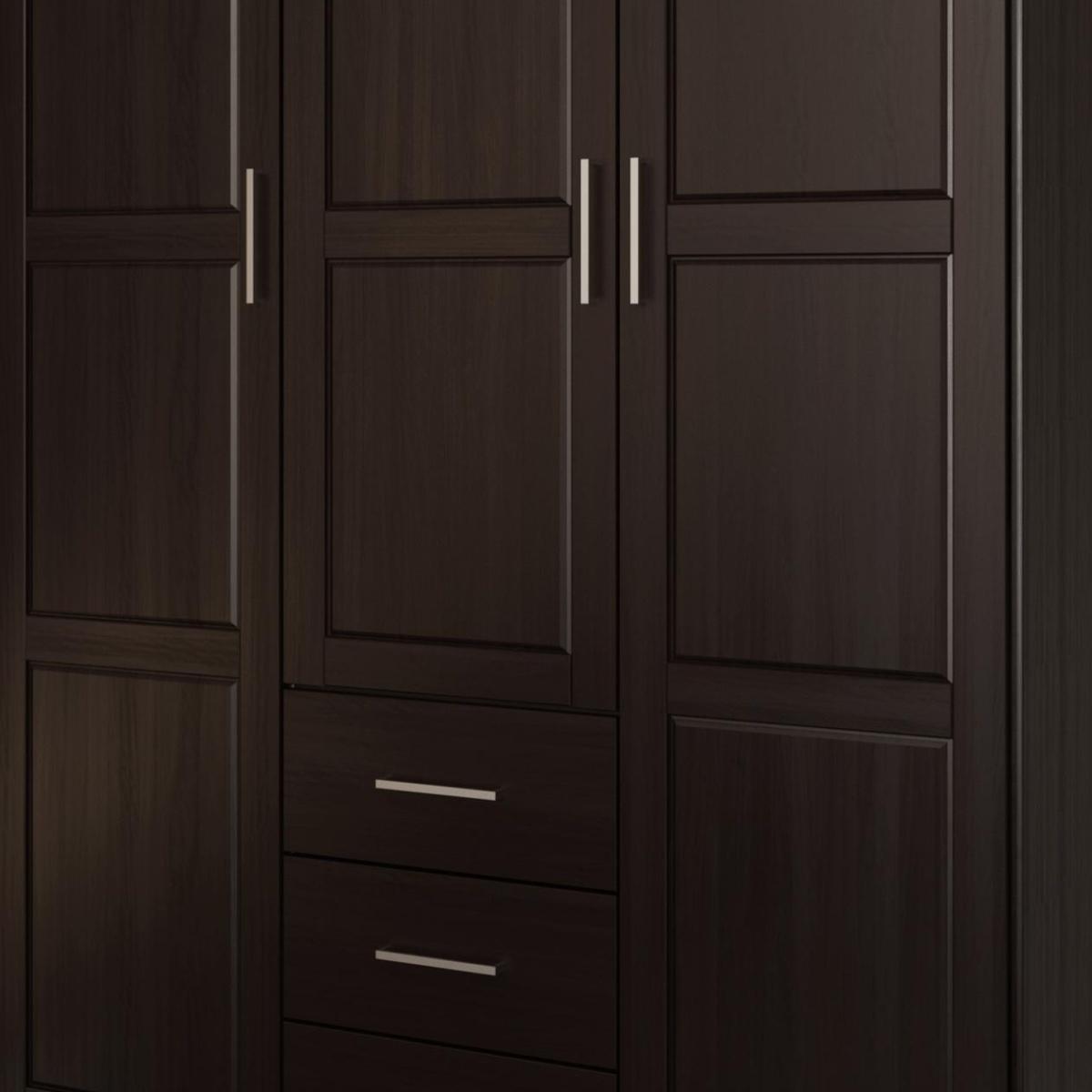 72" Dark Brown Solid Wood Three Door Three Drawer Combo Dresser - HomeRoots - Flyclothing LLC