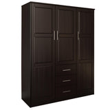 72" Dark Brown Solid Wood Three Door Three Drawer Combo Dresser - HomeRoots - Flyclothing LLC