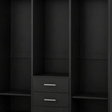 72" Black Solid Wood Three Door Three Drawer Combo Dresser - HomeRoots - Flyclothing LLC