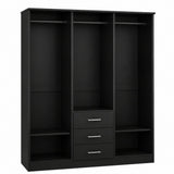 72" Black Solid Wood Three Door Three Drawer Combo Dresser - HomeRoots - Flyclothing LLC