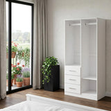 72" White Solid Wood Mirrored Three Door Three Drawer Combo Dresser - HomeRoots - Flyclothing LLC