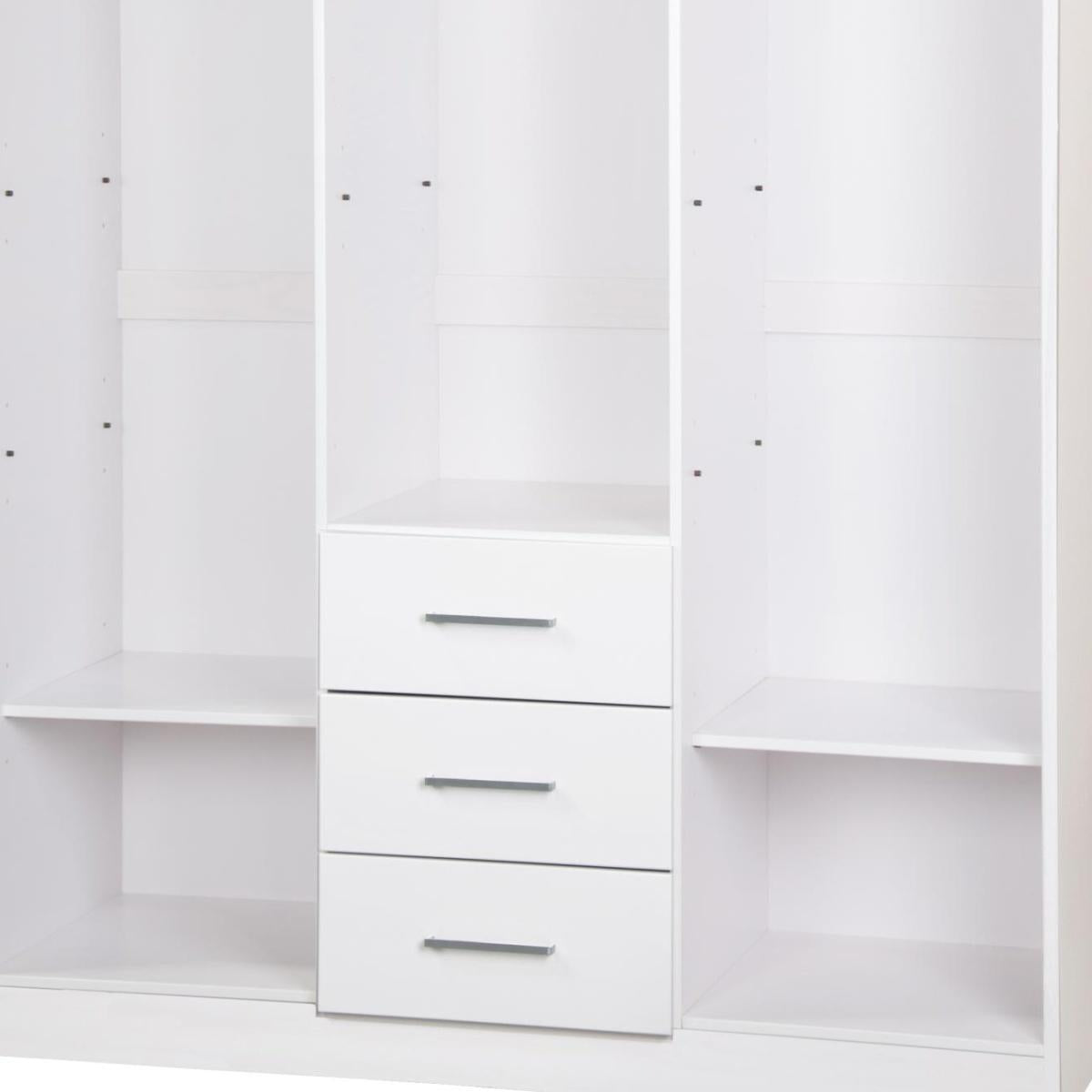 72" White Solid Wood Mirrored Three Door Three Drawer Combo Dresser - HomeRoots - Flyclothing LLC