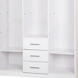 72" White Solid Wood Mirrored Three Door Three Drawer Combo Dresser - HomeRoots - Flyclothing LLC