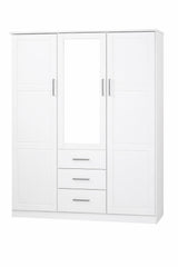 72" White Solid Wood Mirrored Three Door Three Drawer Combo Dresser - HomeRoots - Flyclothing LLC
