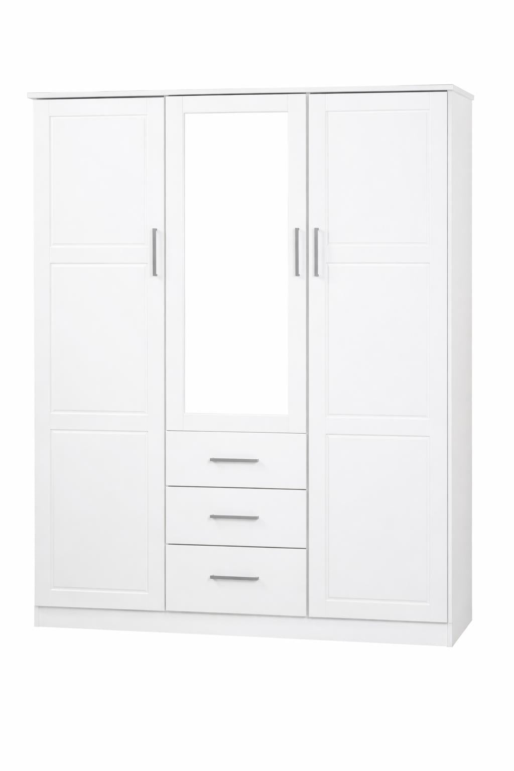 72" White Solid Wood Mirrored Three Door Three Drawer Combo Dresser - HomeRoots - Flyclothing LLC