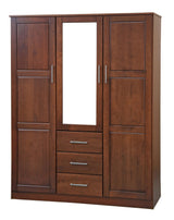 72" Coffee Solid Wood Mirrored Three Door Three Drawer Combo Dresser - HomeRoots - Flyclothing LLC