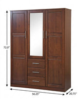 72" Coffee Solid Wood Mirrored Three Door Three Drawer Combo Dresser - HomeRoots - Flyclothing LLC