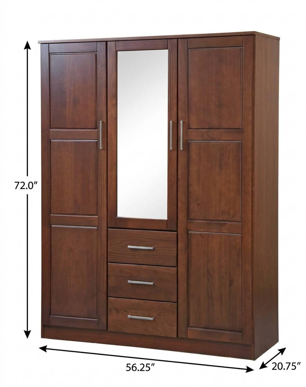 72" Coffee Solid Wood Mirrored Three Door Three Drawer Combo Dresser - HomeRoots - Flyclothing LLC