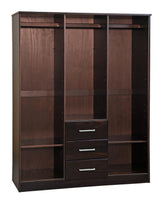 72" Dark Brown Solid Wood Mirrored Three Door Three Drawer Combo Dresser - HomeRoots - Flyclothing LLC