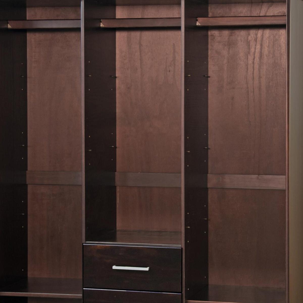 72" Dark Brown Solid Wood Mirrored Three Door Three Drawer Combo Dresser - HomeRoots - Flyclothing LLC
