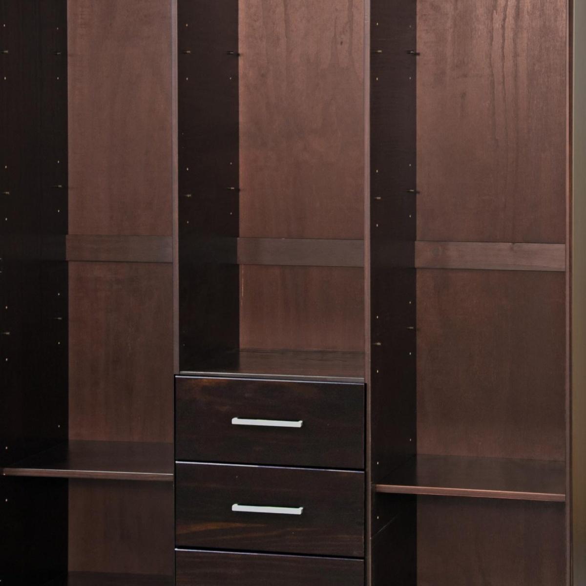 72" Dark Brown Solid Wood Mirrored Three Door Three Drawer Combo Dresser - HomeRoots - Flyclothing LLC