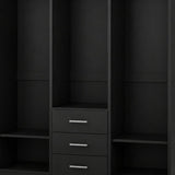 72" Black Solid Wood Mirrored Three Door Three Drawer Combo Dresser - HomeRoots - Flyclothing LLC