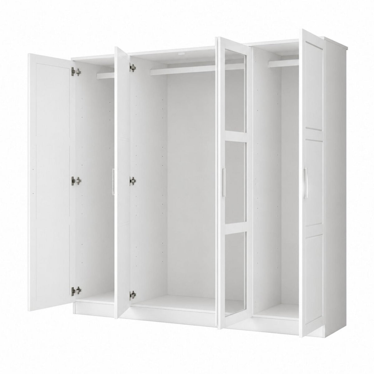 72" White Solid Wood Mirrored Four Door Combo Dresser - HomeRoots - Flyclothing LLC