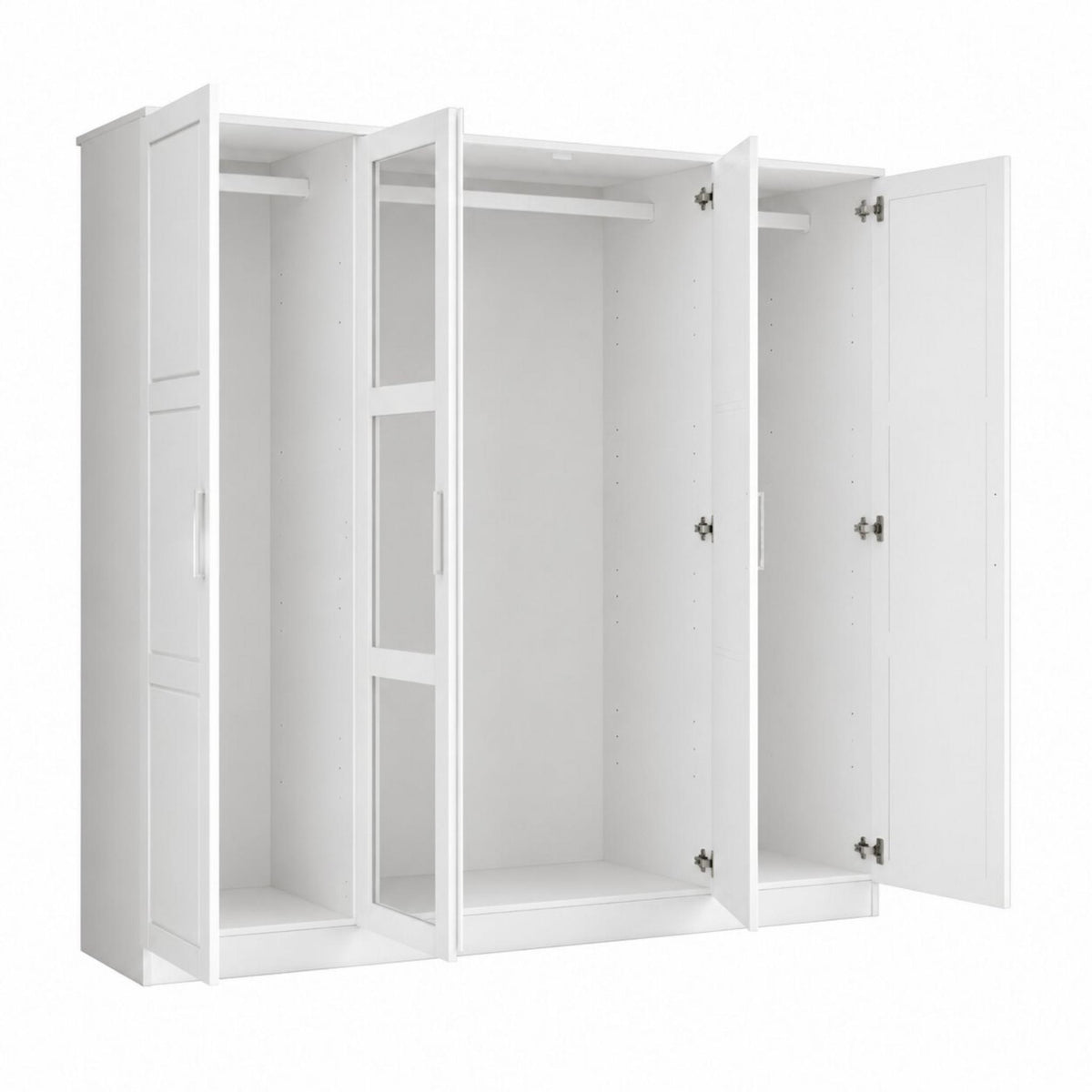72" White Solid Wood Mirrored Four Door Combo Dresser - HomeRoots - Flyclothing LLC