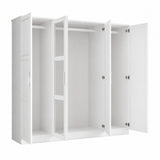 72" White Solid Wood Mirrored Four Door Combo Dresser - HomeRoots - Flyclothing LLC