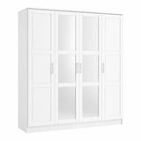 72" White Solid Wood Mirrored Four Door Combo Dresser - HomeRoots - Flyclothing LLC