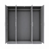 72" Gray Solid Wood Mirrored Four Door Combo Dresser - HomeRoots - Flyclothing LLC