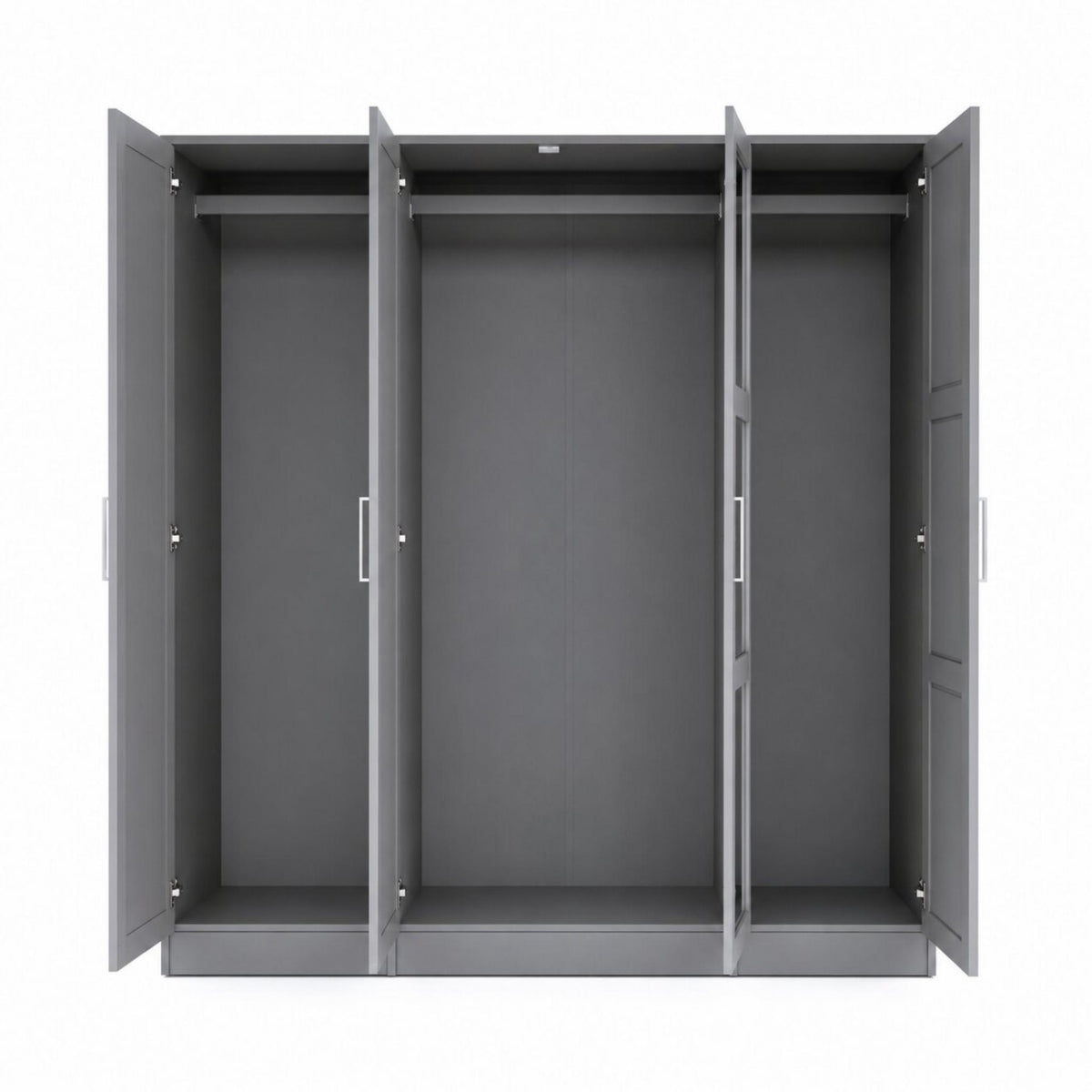 72" Gray Solid Wood Mirrored Four Door Combo Dresser - HomeRoots - Flyclothing LLC