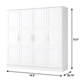72" White Solid Wood Four Door Combo Dresser - HomeRoots - Flyclothing LLC