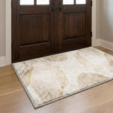 3' X 5' Beige And Ivory Abstract Shag Washable Area Rug With UV Protection - HomeRoots - Flyclothing LLC