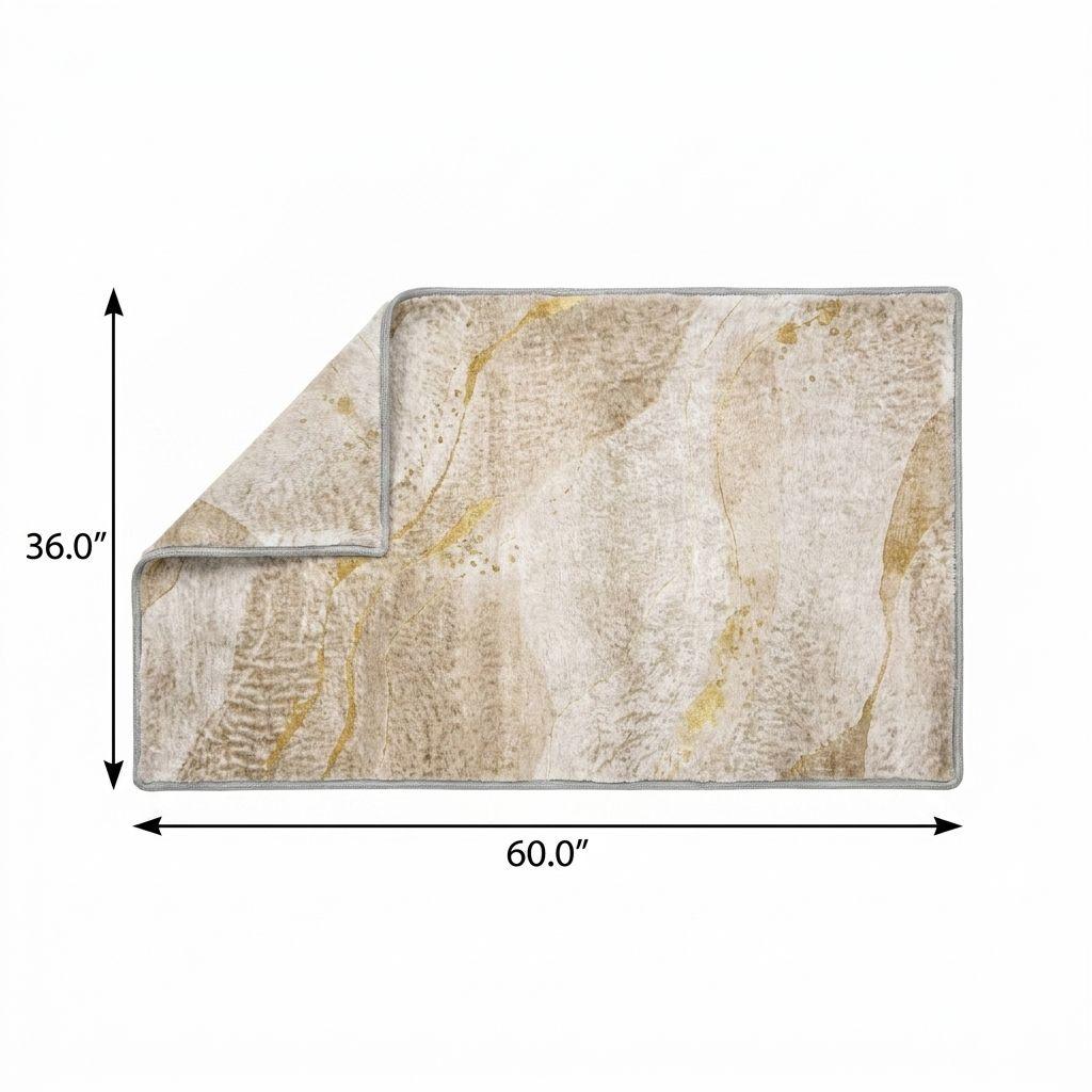 3' X 5' Beige And Ivory Abstract Shag Washable Area Rug With UV Protection - HomeRoots - Flyclothing LLC