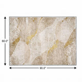 5' X 8' Beige And Ivory Abstract Shag Washable Area Rug With UV Protection - HomeRoots - Flyclothing LLC