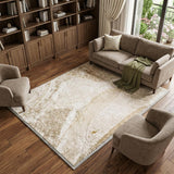 9' X 12' Beige And Ivory Abstract Shag Washable Area Rug With UV Protection - HomeRoots - Flyclothing LLC