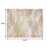 9' X 12' Beige And Ivory Abstract Shag Washable Area Rug With UV Protection - HomeRoots - Flyclothing LLC