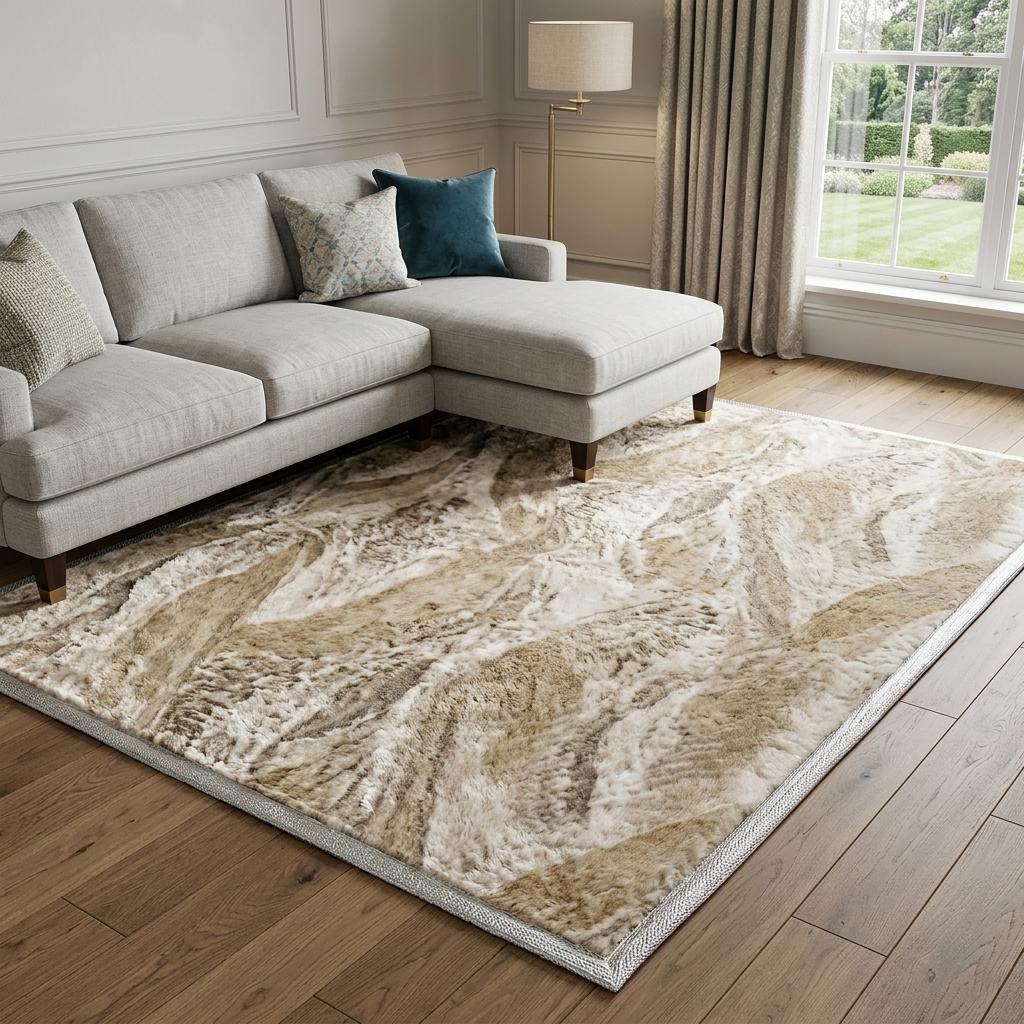 10' X 14' Beige And Ivory Abstract Shag Washable Area Rug With UV Protection - HomeRoots - Flyclothing LLC