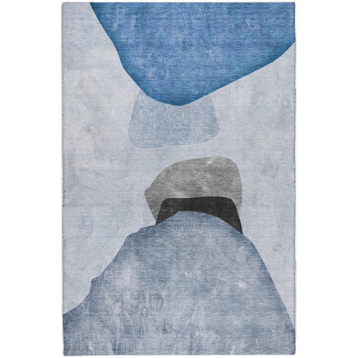 3' X 5' Blue And Navy Blue Abstract Shag Washable Area Rug With UV Protection - HomeRoots - Flyclothing LLC