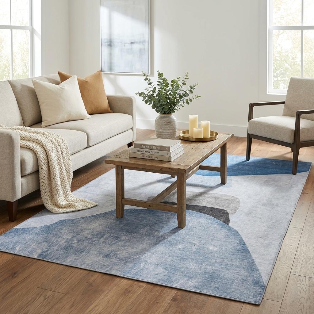 5' X 8' Blue And Navy Blue Abstract Shag Washable Area Rug With UV Protection - HomeRoots - Flyclothing LLC