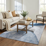 5' X 8' Blue And Navy Blue Abstract Shag Washable Area Rug With UV Protection - HomeRoots - Flyclothing LLC