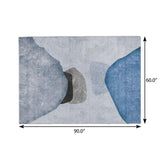 5' X 8' Blue And Navy Blue Abstract Shag Washable Area Rug With UV Protection - HomeRoots - Flyclothing LLC