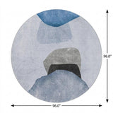 8' Blue And Navy Blue Abstract Shag Washable Round Rug With UV Protection - HomeRoots - Flyclothing LLC