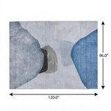 8' X 10' Blue And Navy Blue Abstract Shag Washable Area Rug With UV Protection - HomeRoots - Flyclothing LLC