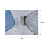 9' X 12' Blue And Navy Blue Abstract Shag Washable Area Rug With UV Protection - HomeRoots - Flyclothing LLC