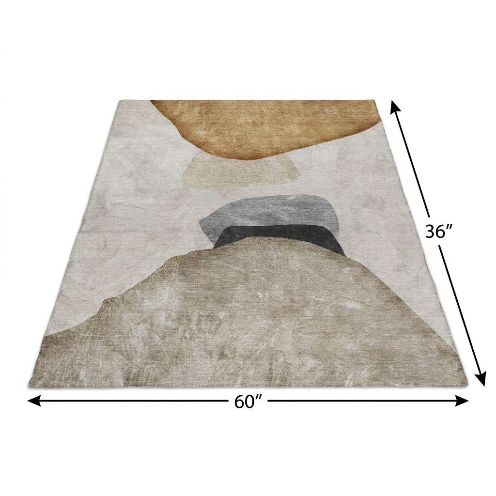 3' X 5' Brown And Gray Abstract Shag Washable Area Rug With UV Protection - HomeRoots - Flyclothing LLC
