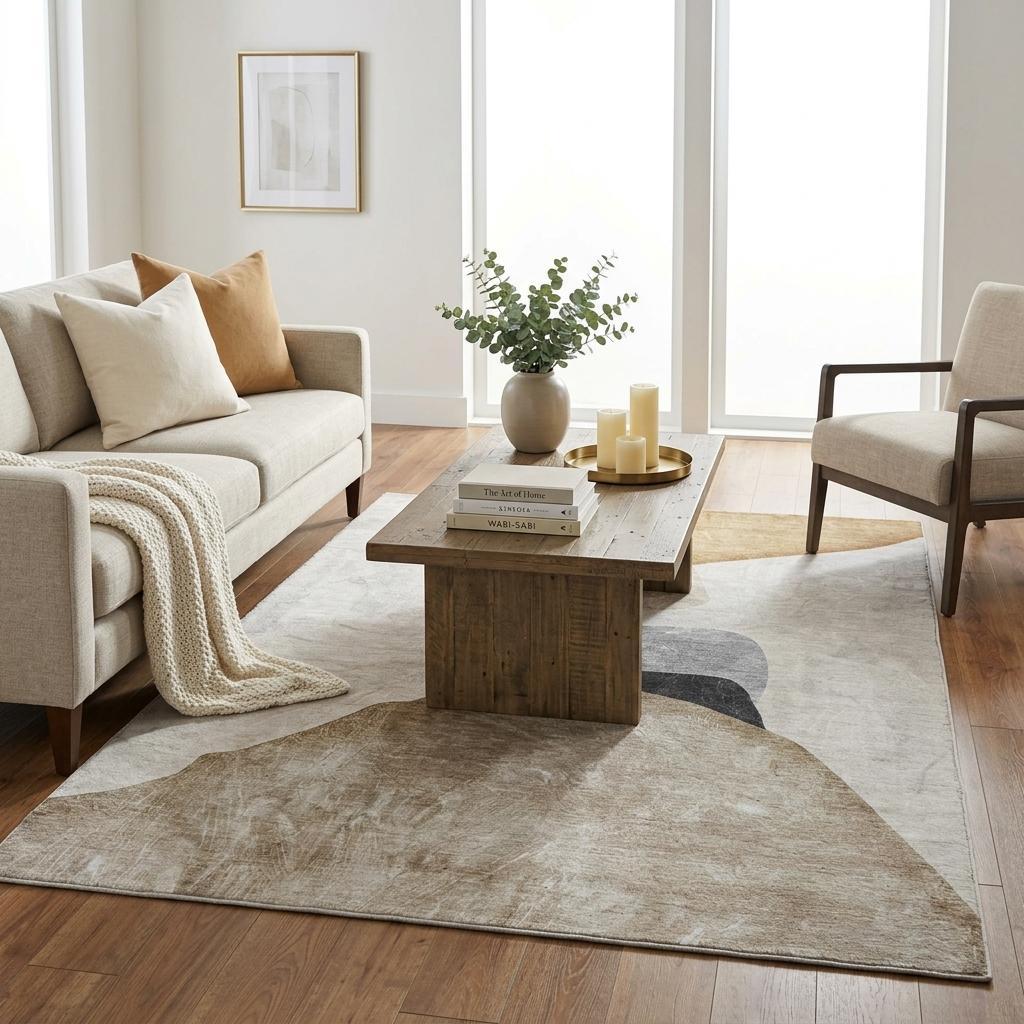 5' X 8' Brown And Gray Abstract Shag Washable Area Rug With UV Protection - HomeRoots - Flyclothing LLC