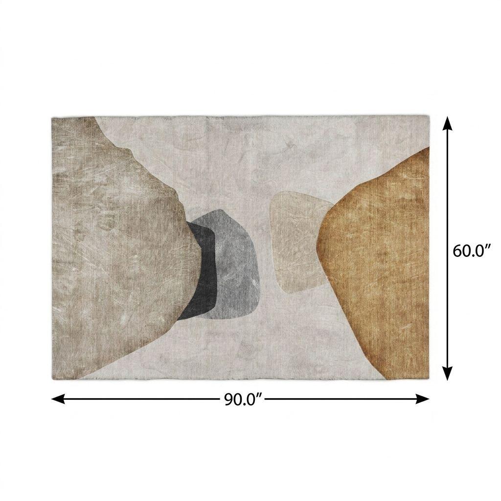 5' X 8' Brown And Gray Abstract Shag Washable Area Rug With UV Protection - HomeRoots - Flyclothing LLC