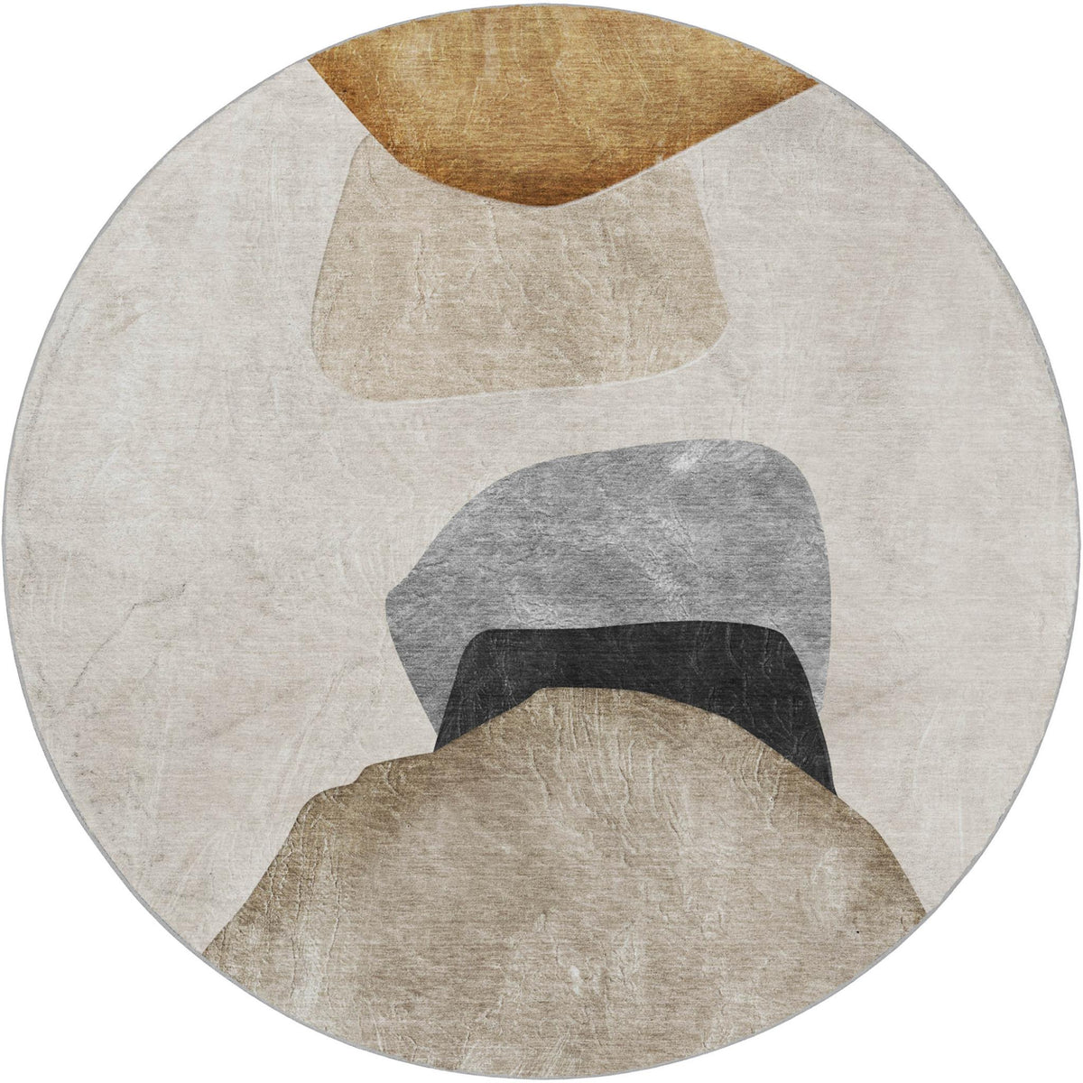 8' Brown And Gray Abstract Shag Washable Round Rug With UV Protection - HomeRoots - Flyclothing LLC