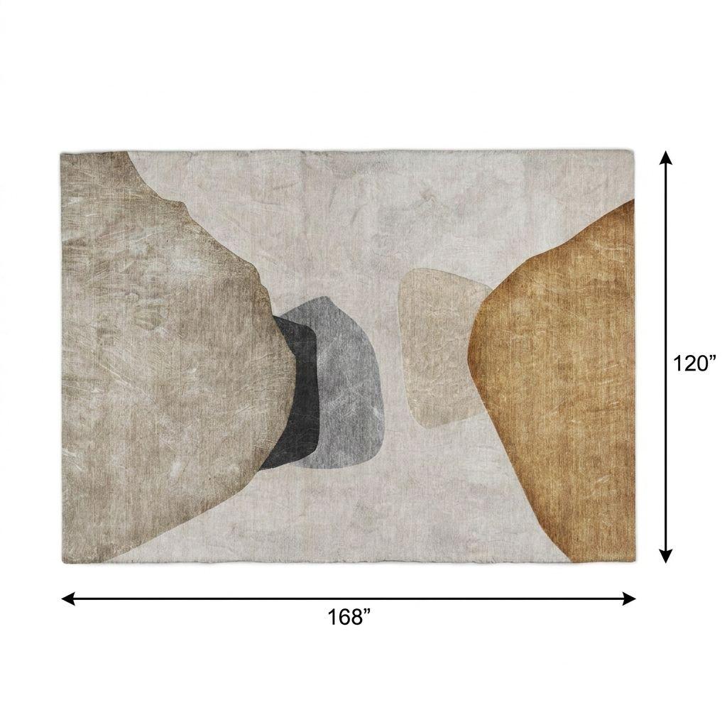 10' X 14' Brown And Gray Abstract Shag Washable Area Rug With UV Protection - HomeRoots - Flyclothing LLC