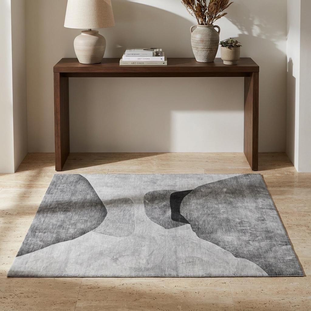 3' X 5' Gray And Silver Abstract Shag Washable Area Rug With UV Protection - HomeRoots - Flyclothing LLC