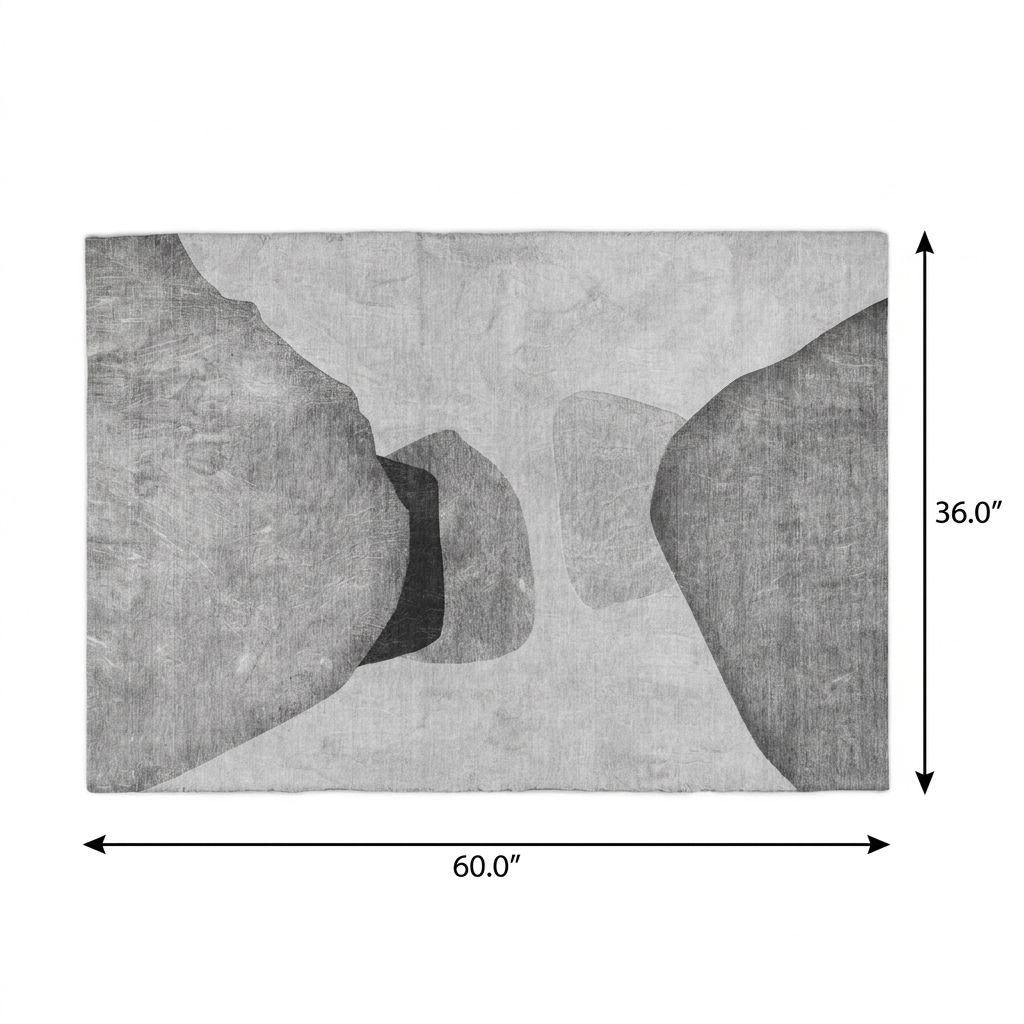 3' X 5' Gray And Silver Abstract Shag Washable Area Rug With UV Protection - HomeRoots - Flyclothing LLC