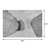5' X 8' Gray And Silver Abstract Shag Washable Area Rug With UV Protection - HomeRoots - Flyclothing LLC